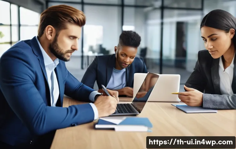 조직의 목표 달성을 위한 코칭 리더십 활용 - A diverse professional team in a modern office environment engaged in a coaching session, the leader...